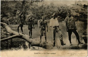 PC CPA GABON, UN PONT RUSTIQUE, Vintage Postcard (b21772)