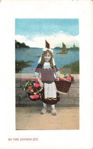 Native Ethnic Costume, Netherlands, Zuyder Zee, Girl with Baskets