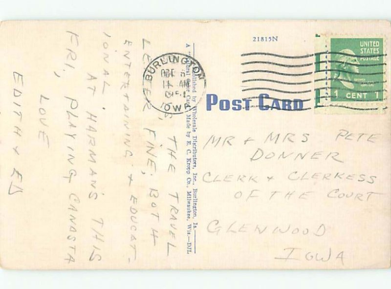 Linen RIVER SCENE Burlington Iowa IA AE6343