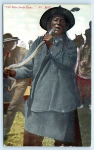 MONTANA Blackfoot Reservation OLD MAN SNAKE EATER Native American Postcard 1910s