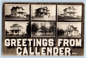 Callender Iowa IA Postcard Greetings Houses Large Letters Multiview c1910's