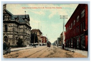 Vintage Talbot Street Looking East St Thomas Ont Canada. Postcard P129E