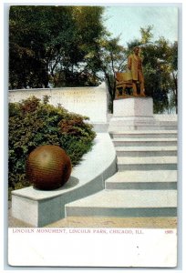 c1905 Lincoln Monument Lincoln Park Chicago Illinois IL Posted Antique Postcard