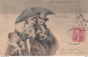 M.M. VIENNE : Family under Umbrella , 1906