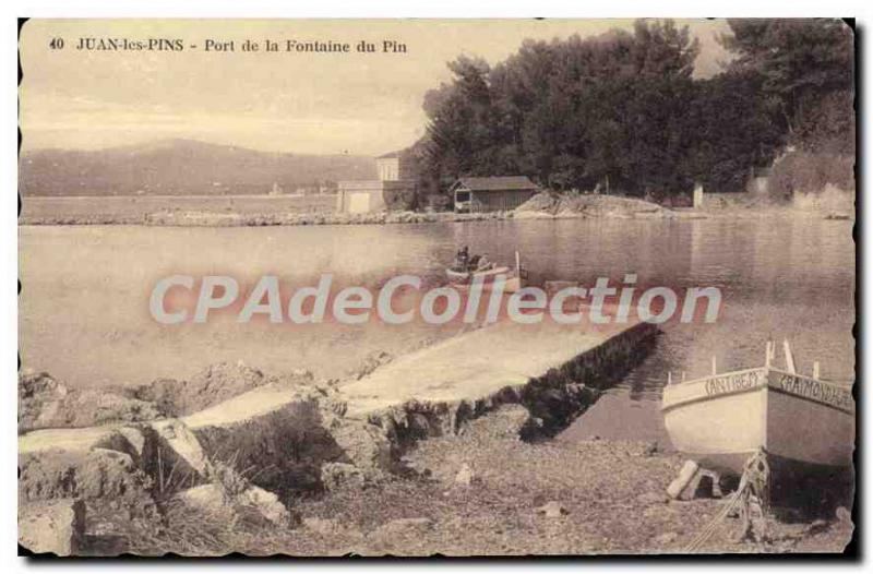 Old Postcard Juan Les Pins Port De La Fontaine Du Pin