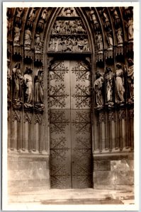 Strasbourg Portail Lateral de Gauche Les Vierges Sages Real Photo RPPC Postcard