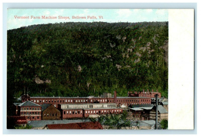 c1916 Vermont Farm Machine Shops, Bellows Falls, Vermont VT Antique Postcard