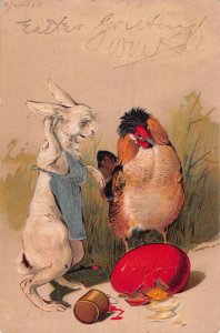 Rabbit broken egg PFB Easter Postcard c1910 26val09