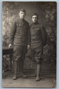 c1910's US Army Soldiers Studio WWI RPPC Photo Unposted Antique Postcard