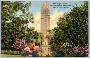 Vtg Lake Wales Florida FL The Singing Tower 1940s View Linen Postcard