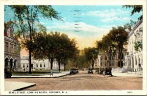 Vtg Concord New Hampshire NH View of State Street Looking North 1920s Postcard