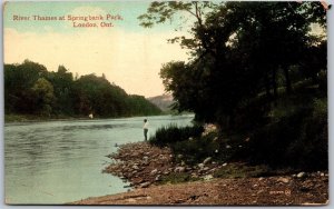 Postcard London Ontario c1910s River Thames at Springbank Park Middlesex County