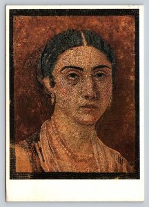 c1980 Naples Italy Museum Mosaic Portrait of a Woman 4x6 VINTAGE Postcard 0295