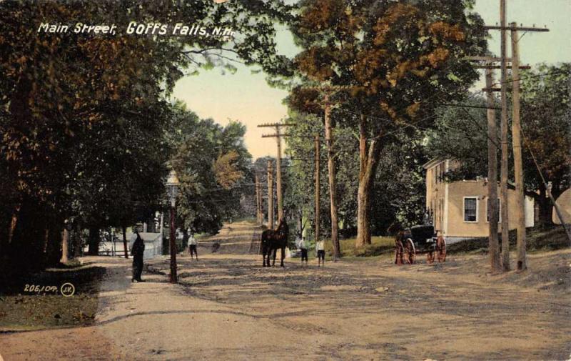 Goffs Falls New Hampshire Main Street Scene Antique Postcard K86165 