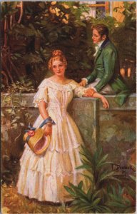 Romantic Couple F. Doubek Zwei Herzen Und Ein Schlag Vintage Postcard C116