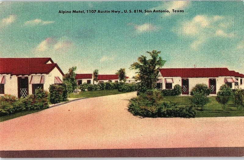 Alpine Motel, San Antonio, Texas Vintage Postcard P124 