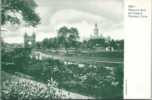 Vtg Hartford Connecticut CT Memorial Arch and Capitol 1900s Unused UDB Postcard