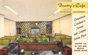 Loveland Colorado Beatty's Cafe Dining Room Vintage Postcard AA75460