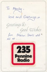 Martin Short Bradford Pennine Radio Hand Signed Ephemera