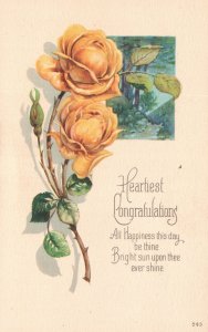 Vintage Postcard Heartiest Congratulations Flower Greetings Remembrance Souvenir