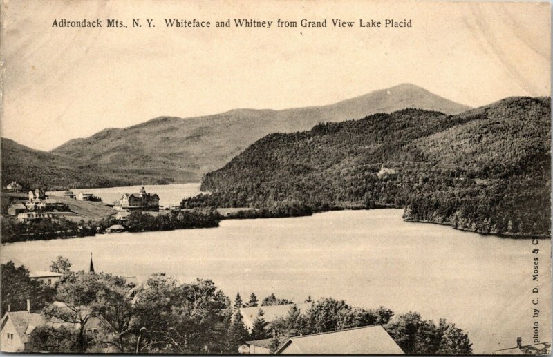 NEW YORK NY RPPC Postcard - WHITEFACE WHITNEY - BIRDS EYE VIEW - LAKE PLACID