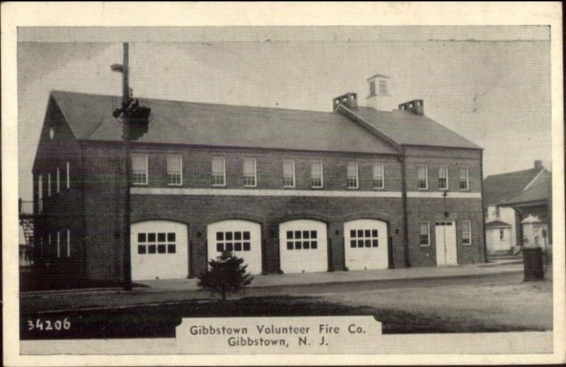 Gibbstown NJ Fire Station c1940 Postcard