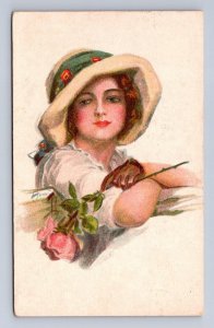 TWO ROSES GLAMOUR ARTIST SIGNED HARRISON FISHER POSTCARD FINNISH 30/25 SERIES