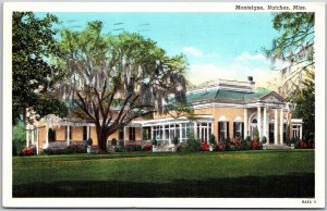 1940's Monteigne Natchez Mississippi MS Grounds Flowers In Front Posted Postcard