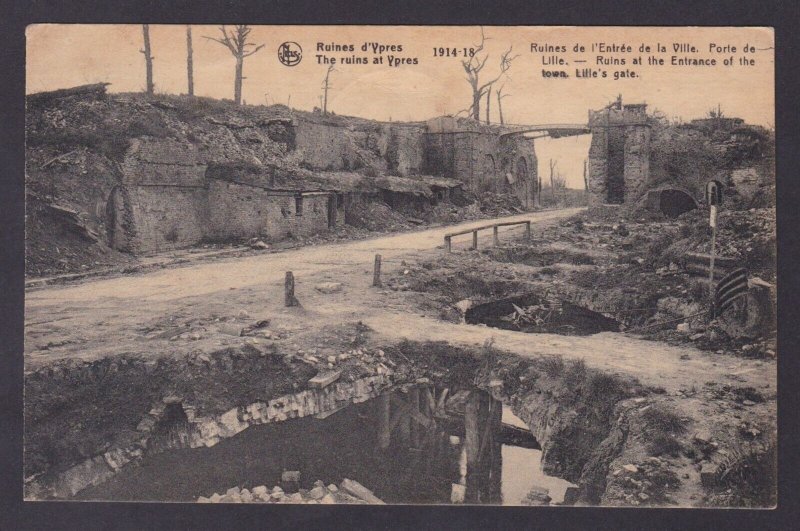 BELGIUM, Postcard, Ypres, Entrance of the town, Lille's gate, WWI, Posted