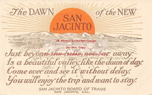 Advertising Postcard, Dawn of the New San Jacinto, Board of Trade, California