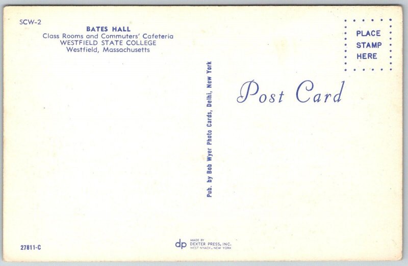 Westfield Massachusetts 1960s Postcard Bates Hall State College Students