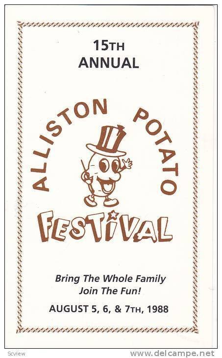 ADV: 15th Annual, Alliston Potato Festival, August 5, 6 & 7th, 1988