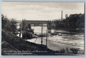 Sweden Postcard Railway bridge over the Dalälven at Domnarvet c1910 RPPC Photo