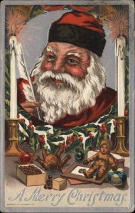 Christmas Santa Claus Candles Baby Doll Chocolates c1910 Vintage Postcard