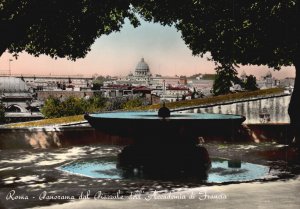 Roma Panorama Del Piazzale Dell Accademia Di Francia Rome Italy Vintage Postcard