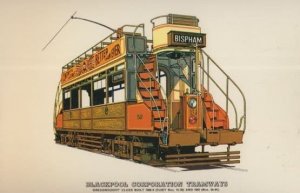 Blackpool Bispham Corporation Tram Tramways Bus Dreadnought Class Postcard