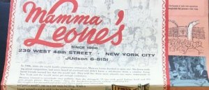 Vintage MAMA LEONE'S Italian Restaurant 1960s Souvenir Menu  NYC NY