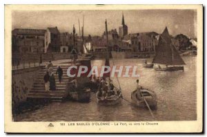 Old Postcard Sands of Olonne The port saw lips Thatch