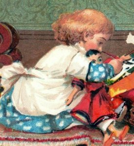 1883 A&P Tea Co. Adorable Child Writing Letter Doll P225