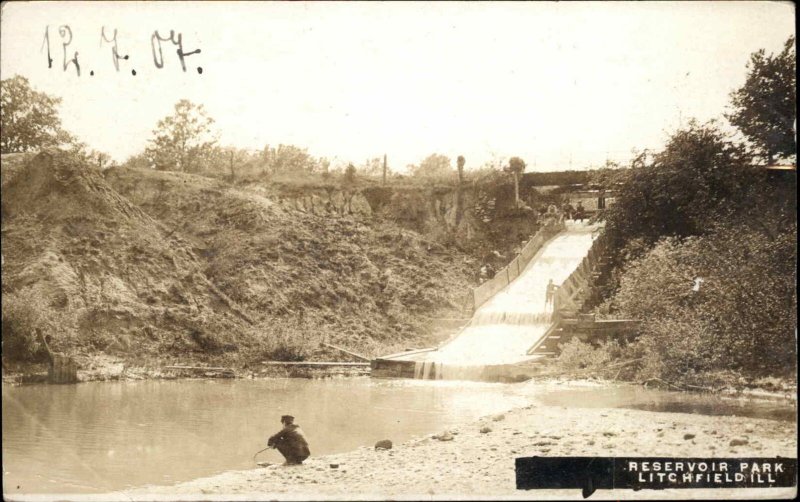 Litchfield IL Resevoir Park c1910 Real Photo Postcard