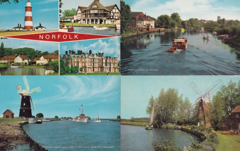 Greetings From The Norfolk Broads 8x 1970s Postcard s