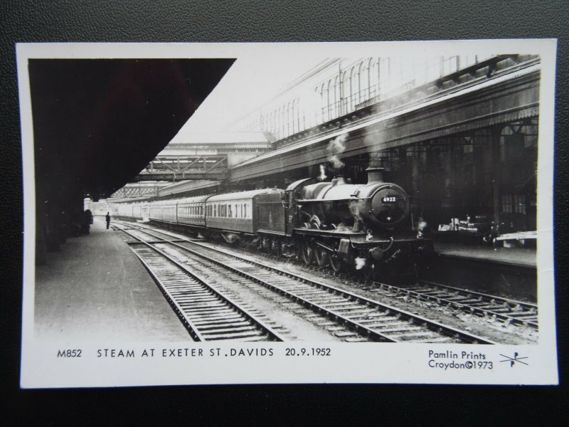 Devon STEAM TRAIN AT EXETER ST. DAVIDS c1952 RP Postcard by Pamlin Repro M852