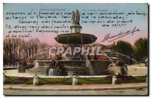Old Postcard Aix en Provence La Grande Fontaine