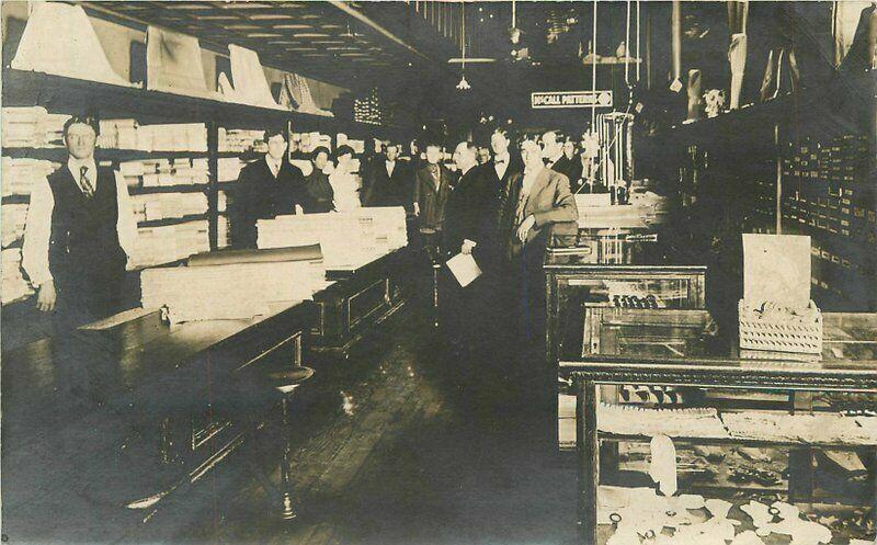 C-1910 Clothing Store interior Workers Mens Wear RPPC Photo Postcard 2056