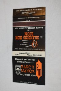 Ranch Manor Motor Inn Branding Iron Room 30 Rear Strike Matchbook Cover