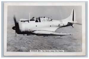 Douglas SBD-1 Fast Heavily Armed Dive Bomber Real Photo Postcard RPPC EKC Gray