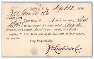 1880 JS Larkin & Co. Buffalo New York NY Kittaning Pennsylvania PA Postal Card