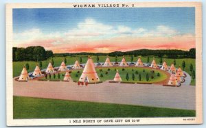 CAVE CITY, Kentucky KY ~ Roadside WIGWAM VILLAGE No. 2 ~ c1930s Linen Postcard