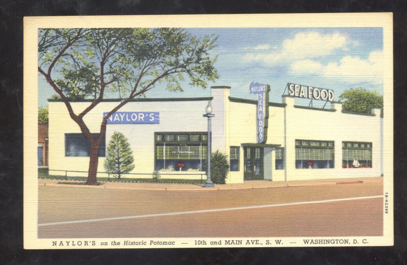 WASHINGTON DC NAYLOR'S RESTAURANT VINTAGE LINEN ADVERTISING POSTCARD