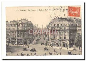 Paris (1) Old Postcard The rue de la Paix and the Vendome column